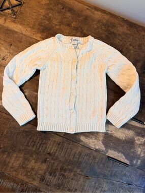 Vintage Kids Lilly Pulitzer Cream Cable-Knit Button Cardigan-100% cotton
